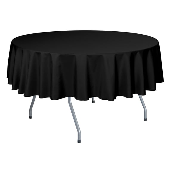 Ultimate Textile (10 Pack) 84-Inch Round Polyester Linen Tablecloth - for Wedding, Restaurant or Banquet use, Black