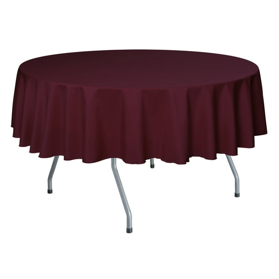 Ultimate Textile (10 Pack) 84-Inch Round Polyester Linen Tablecloth - for Wedding, Restaurant or Banquet use, Ruby Red