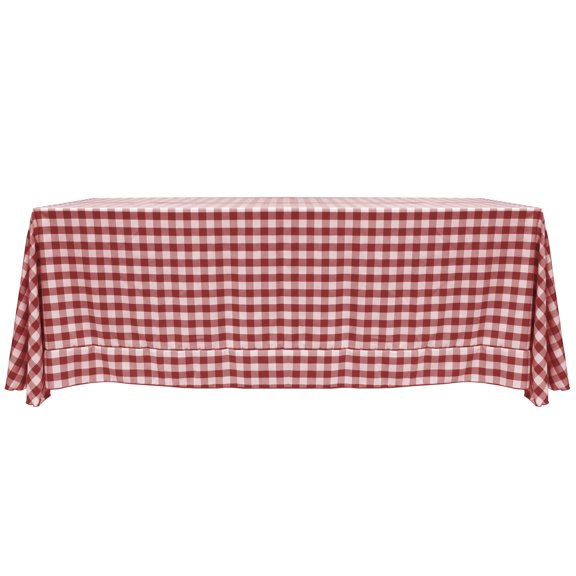 Ultimate Textile (10 Pack) 90 x 132-Inch Rectangular Polyester Gingham Checkered Tablecloth - for Picnic, Outdoor or Indoor Party use, Burgundy and White