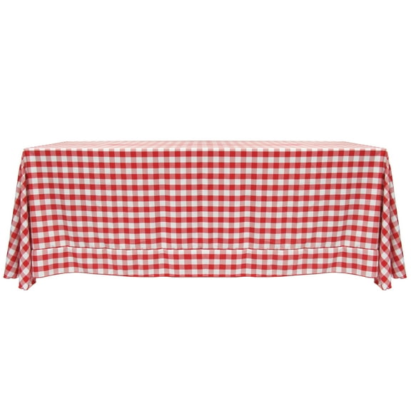 Ultimate Textile (10 Pack) 90 x 132-Inch Rectangular Polyester Gingham Checkered Tablecloth - for Picnic, Outdoor or Indoor Party use, Red and White