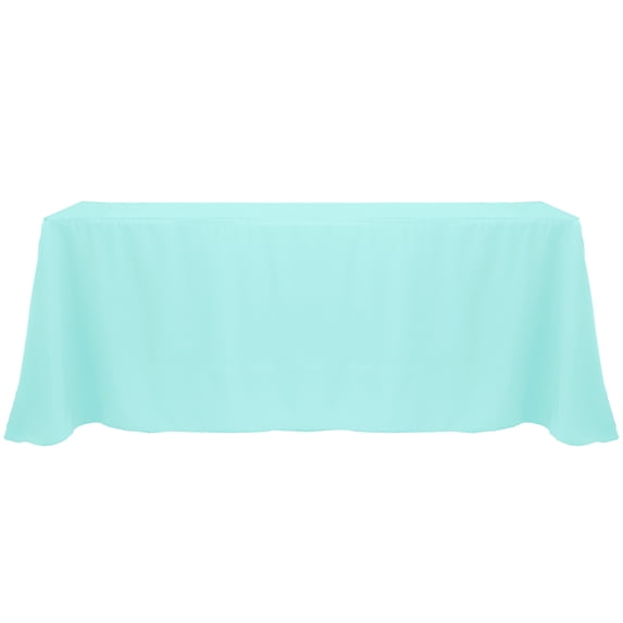 Ultimate Textile (10 Pack) 90 x 132-Inch Rectangular Polyester Linen Tablecloth with Rounded Corners - for Wedding, Restaurant or Banquet use, Aqua Blue