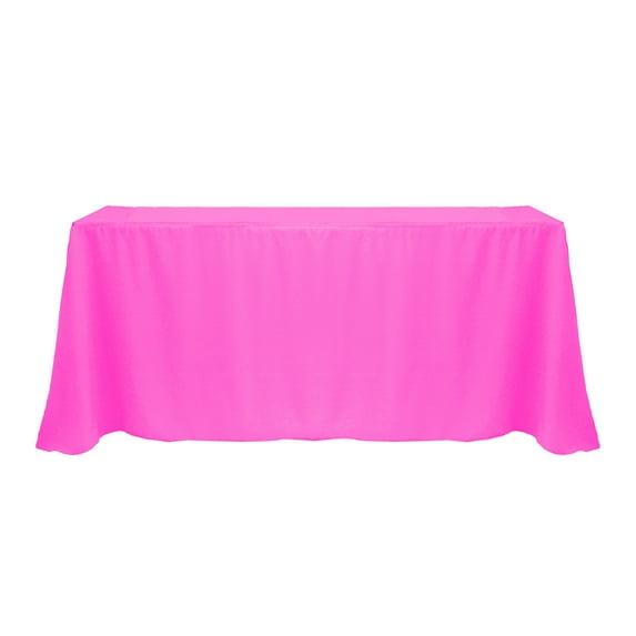 Ultimate Textile (10 Pack) 90 x 132-Inch Rectangular Polyester Linen Tablecloth with Rounded Corners - for Wedding, Restaurant or Banquet use, Neon Pink