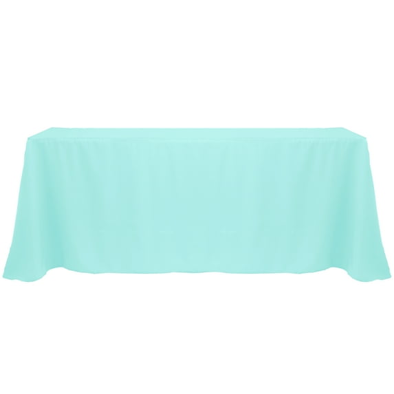 Ultimate Textile (10 Pack) 90 x 156-Inch Rectangular Polyester Linen Tablecloth with Rounded Corners - for Wedding, Restaurant or Banquet use, Aqua Blue
