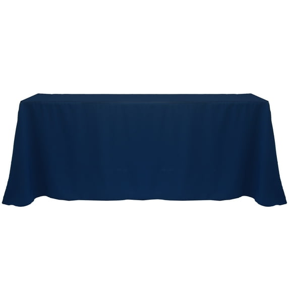 Ultimate Textile (10 Pack) 90 x 156-Inch Rectangular Polyester Linen Tablecloth with Rounded Corners - for Wedding, Restaurant or Banquet use, Navy Blue