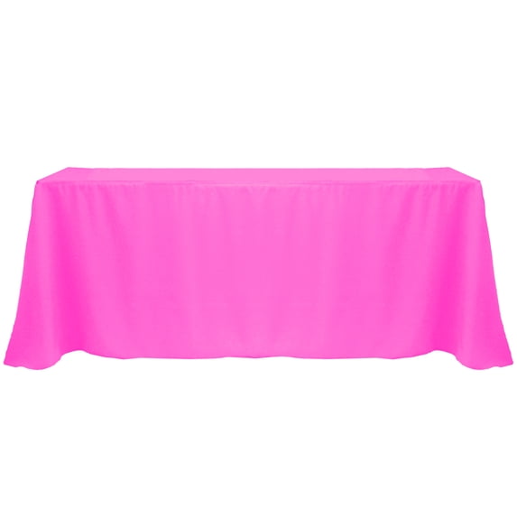 Ultimate Textile (10 Pack) 90 x 156-Inch Rectangular Polyester Linen Tablecloth with Rounded Corners - for Wedding, Restaurant or Banquet use, Neon Pink