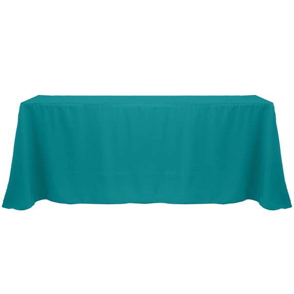 Ultimate Textile (10 Pack) 90 x 156-Inch Rectangular Polyester Linen Tablecloth with Rounded Corners - for Wedding, Restaurant or Banquet use, Jade