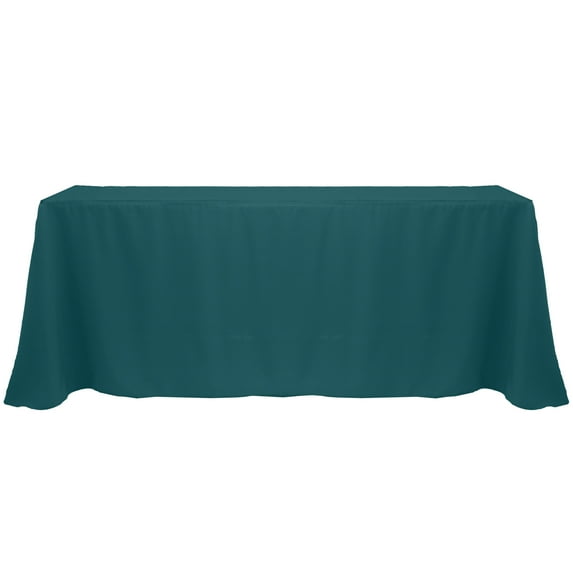 Ultimate Textile (10 Pack) 90 x 156-Inch Rectangular Polyester Linen Tablecloth with Rounded Corners - for Wedding, Restaurant or Banquet use, Teal