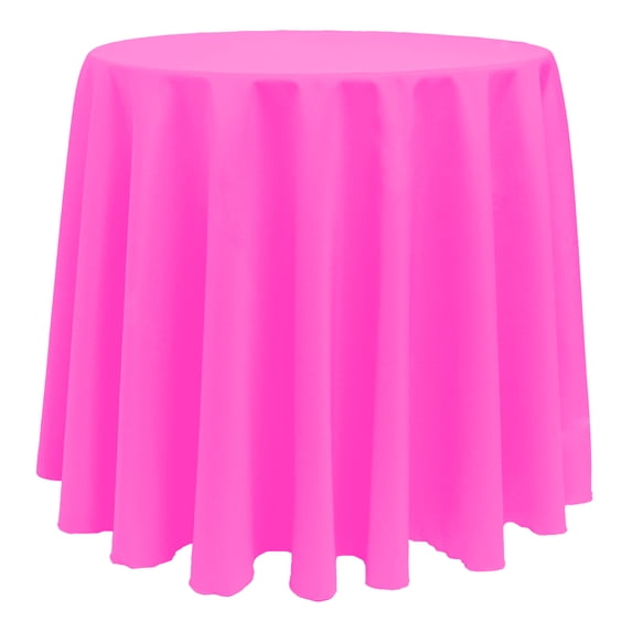 Ultimate Textile (10 Pack) 96-Inch Round Polyester Linen Tablecloth - for Wedding, Restaurant or Banquet use, Neon Pink