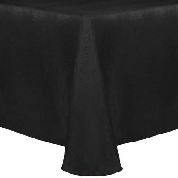 Ultimate Textile (10 Pack) Damask Kenya 60 x 144-Inch Oval Tablecloth - Home Dining Collection - Snakeskin Jacquard Design, Black