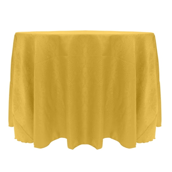Ultimate Textile (10 Pack) Damask Kenya 90-Inch Round Tablecloth - Home Dining Collection - Snakeskin Jacquard Design, Flax Gold