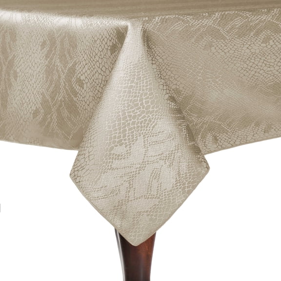 Ultimate Textile (10 Pack) Damask Kenya 90 x 90-Inch Square Tablecloth - Home Dining Collection - Snakeskin Jacquard Design, Natural Ivory Cream