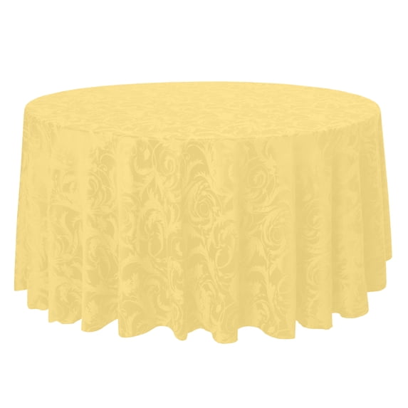 Ultimate Textile (10 Pack) Damask Melrose 108-Inch Round Tablecloth - Home Dining Collection - Floral Leaf Scroll Jacquard Design, Gold