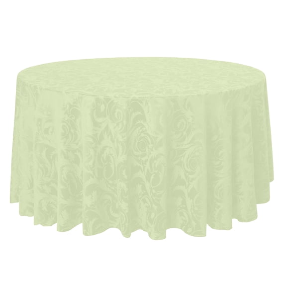 Ultimate Textile (10 Pack) Damask Melrose 114-Inch Round Tablecloth - Home Dining Collection - Floral Leaf Scroll Jacquard Design, Ivory Cream