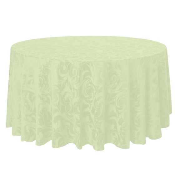 Ultimate Textile (10 Pack) Damask Melrose 120-Inch Round Tablecloth - Home Dining Collection - Floral Leaf Scroll Jacquard Design, Ivory Cream