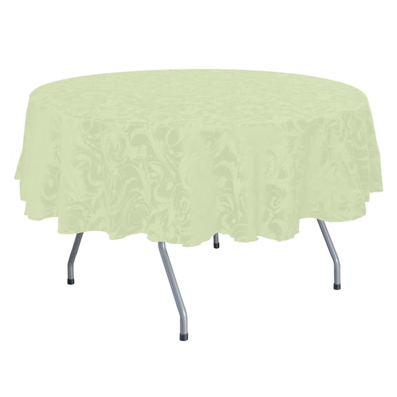 Ultimate Textile (10 Pack) Damask Melrose 72-Inch Round Tablecloth - Home Dining Collection - Floral Leaf Scroll Jacquard Design, Ivory Cream