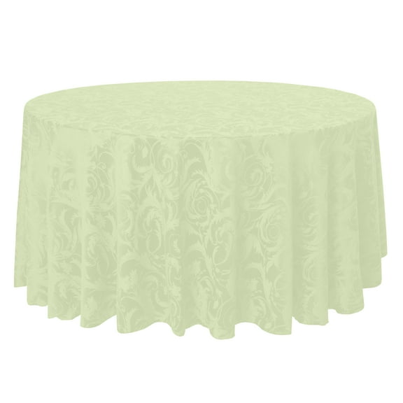 Ultimate Textile (10 Pack) Damask Melrose 84-Inch Round Tablecloth - Home Dining Collection - Floral Leaf Scroll Jacquard Design, Ivory Cream