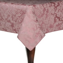 Ultimate Textile (10 Pack) Damask Miranda 70 x 104-Inch Oval Tablecloth - Home Dining Collection - Floral Leaf Two-tone Jacquard Design, English Rose Pink