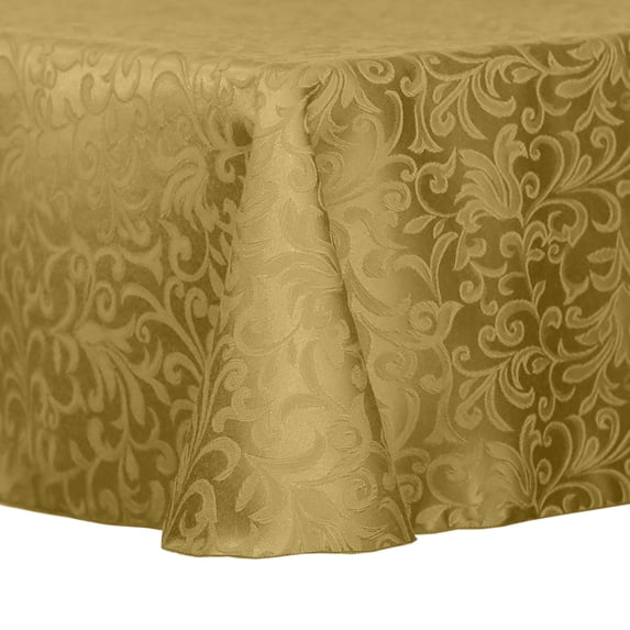 Ultimate Textile (10 Pack) Damask Somerset 60 x 84-Inch Oval Tablecloth - Home Dining Collection - Scroll Jacquard Design, Gold