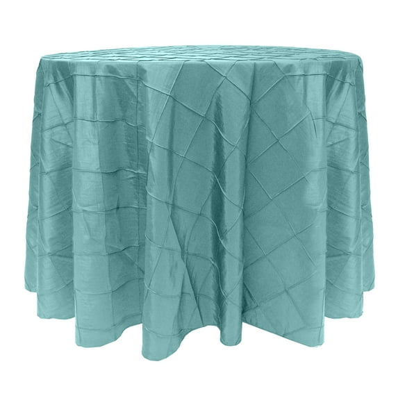 Ultimate Textile (10 Pack) Embroidered Pintuck Taffeta 102-Inch Round Tablecloth Turquoise Blue