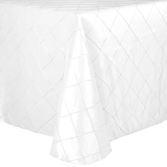 Ultimate Textile (10 Pack) Embroidered Pintuck Taffeta 108 x 108-Inch Square Tablecloth with Rounded Corners White