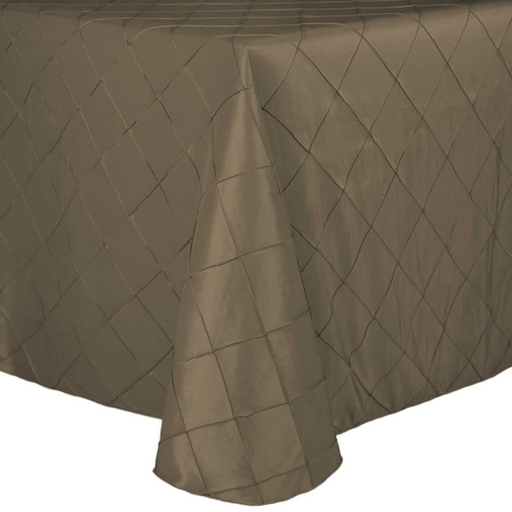 Ultimate Textile (10 Pack) Embroidered Pintuck Taffeta 120 x 120-inch Square Tablecloth with Rounded Corners Taupe