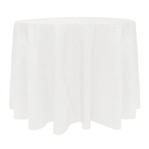 Ultimate Textile (10 Pack) Embroidered Pintuck Taffeta 132-Inch Round Tablecloth White