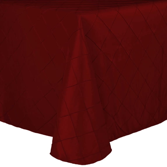 Ultimate Textile (10 Pack) Embroidered Pintuck Taffeta 52 x 70-Inch Oval Tablecloth Garnet / Burgundy
