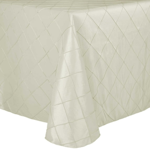 Ultimate Textile (10 Pack) Embroidered Pintuck Taffeta 52 x 70-Inch Oval Tablecloth Ivory Cream