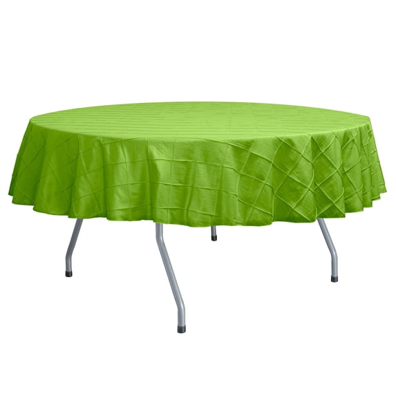 Ultimate Textile (10 Pack) Embroidered Pintuck Taffeta 72-Inch Round Tablecloth Apple Lime Green
