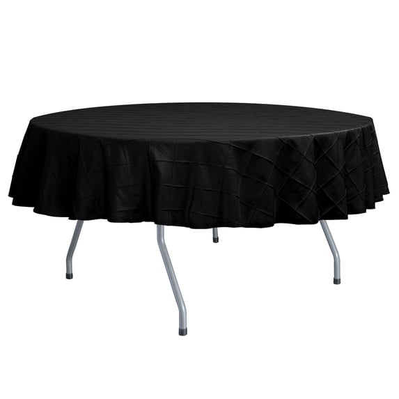 Ultimate Textile (10 Pack) Embroidered Pintuck Taffeta 72-Inch Round Tablecloth Black