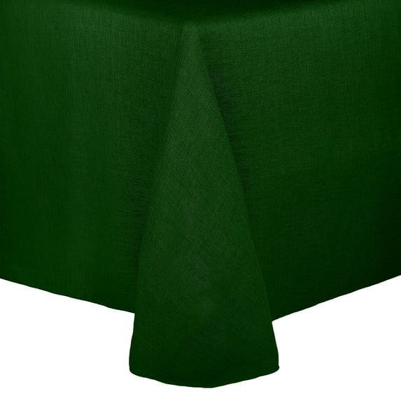 Ultimate Textile (10 Pack) Faux Burlap - Havana 58 x 144-Inch Oval Tablecloth - Basket Weave, Hunter Green