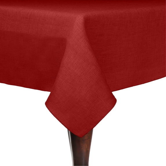 Ultimate Textile (10 Pack) Faux Burlap - Havana 58 x 144-Inch Rectangular Tablecloth - Basket Weave, Holiday Red