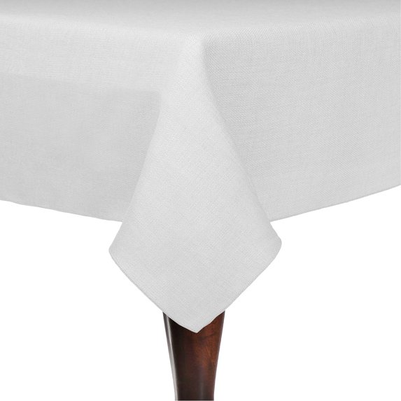 Ultimate Textile (10 Pack) Faux Burlap - Havana 58 x 144-Inch Rectangular Tablecloth - Basket Weave, White