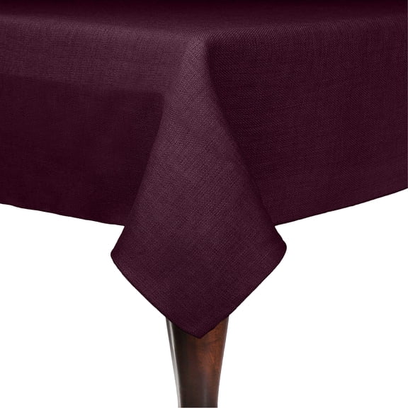 Ultimate Textile (10 Pack) Faux Burlap - Havana 60 x 90-Inch Rectangular Tablecloth - Basket Weave, Burgundy Red