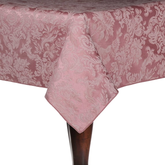 Ultimate Textile (10 Pack) Miranda 108 x 108-Inch Square Damask Tablecloth - Jacquard Weave, English Rose Pink