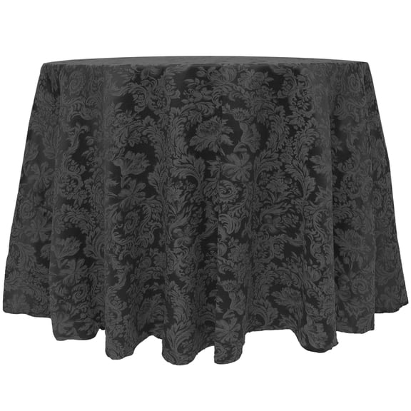 Ultimate Textile (10 Pack) Miranda 84-Inch Round Damask Tablecloth - Jacquard Weave, Black
