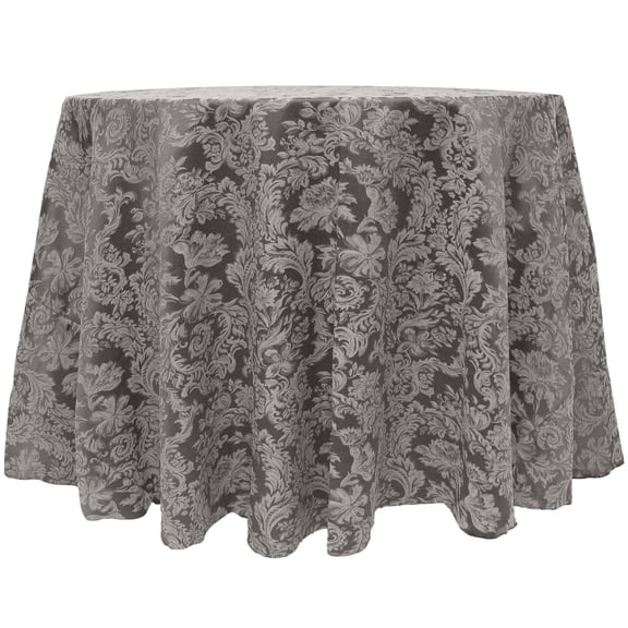 Ultimate Textile (10 Pack) Miranda 84-Inch Round Damask Tablecloth - Jacquard Weave, Pewter Grey