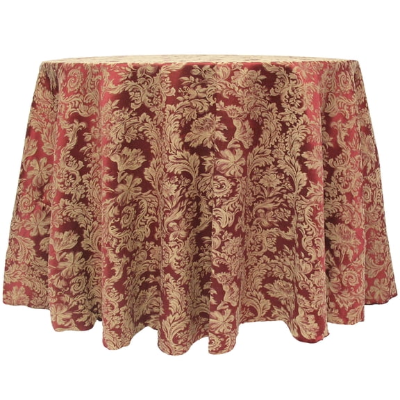 Ultimate Textile (10 Pack) Miranda 90-inch Round Damask Tablecloth - Jacquard Weave, Bordeaux