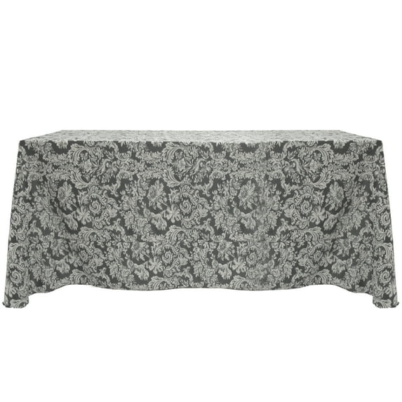 Ultimate Textile (10 Pack) Miranda 90 x 156-Inch Rectangular Damask Tablecloth - Jacquard Weave, Pewter Grey