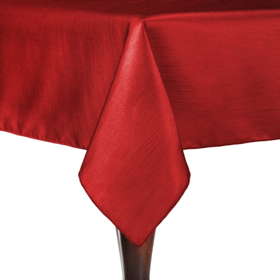 Ultimate Textile (10 Pack) Reversible Shantung Satin - Majestic 60 x 108-Inch Rectangular Tablecloth - for Weddings, Home Parties and Special Event use, Cherry Red