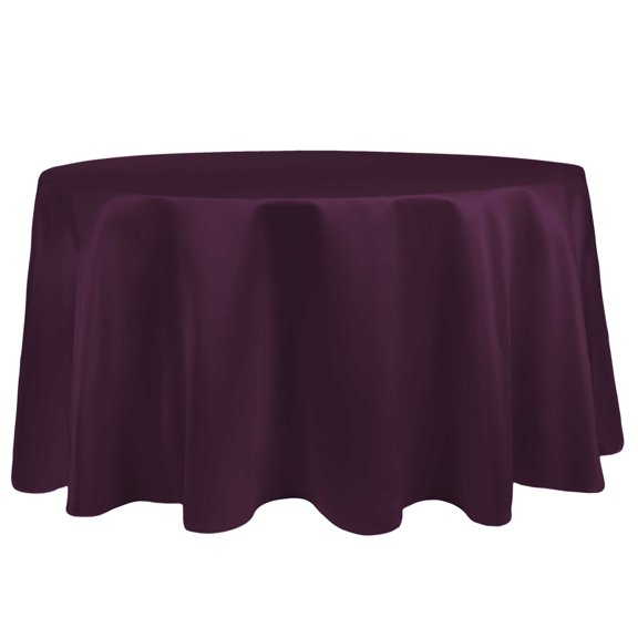 Ultimate Textile (10 Pack) Satin 120-Inch Round Tablecloth - for Wedding, Special Event or Banquet use, Aubergine Eggplant Purple
