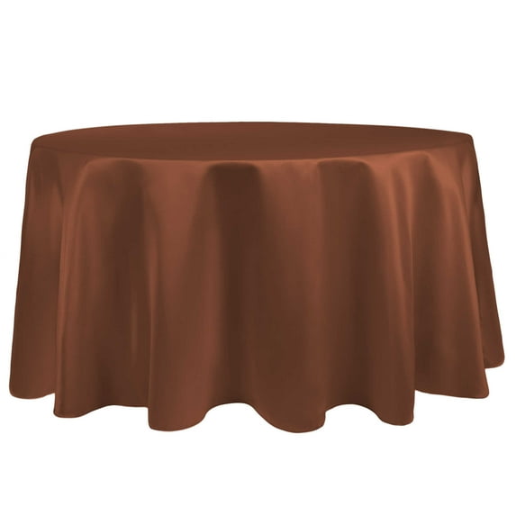 Ultimate Textile (10 Pack) Satin 120-Inch Round Tablecloth - for Wedding, Special Event or Banquet use, Copper Brown