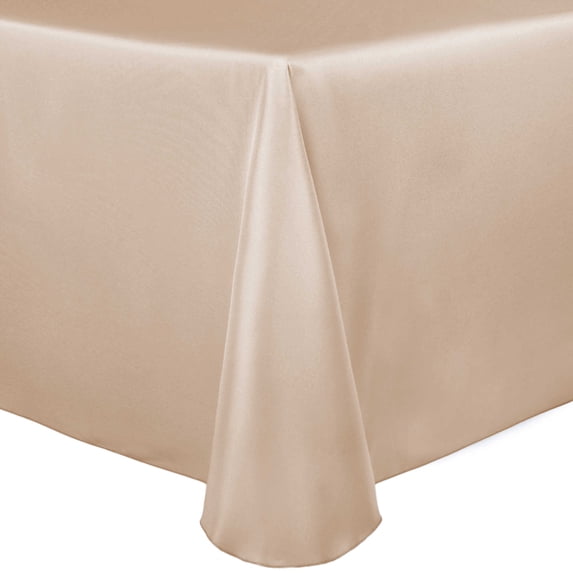 Ultimate Textile (10 Pack) Satin 52 x 70-Inch Oval Tablecloth - for Home Dining Tables, Cafe Khaki Brown