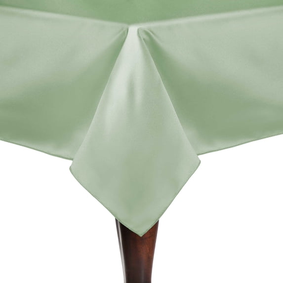 Ultimate Textile (10 Pack) Satin 52 x 70-Inch Rectangular Tablecloth - for Wedding, Special Event or Banquet use, Sage Green