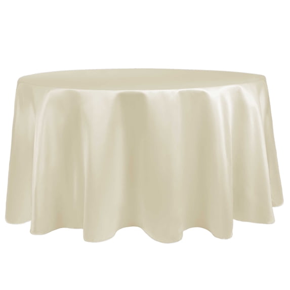 Ultimate Textile (10 Pack) Satin 60-Inch Round Tablecloth - for Wedding, Special Event or Banquet use, Ivory Cream