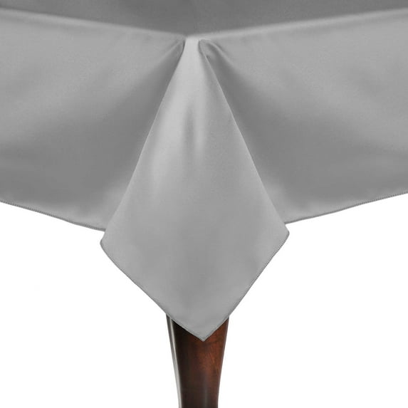 Ultimate Textile (10 Pack) Satin 60 x 120-Inch Rectangular Tablecloth - for Wedding, Special Event or Banquet use, Silver Grey