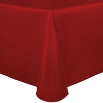 Ultimate Textile (10 Pack) Satin 60 x 144-Inch Oval Tablecloth - for Home Dining Tables, Red