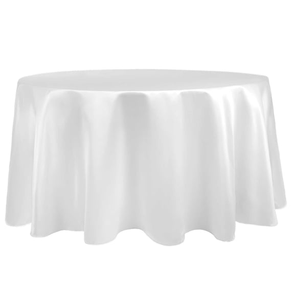 Ultimate Textile (10 Pack) Satin 72-Inch Round Tablecloth - for Wedding, Special Event or Banquet use, White