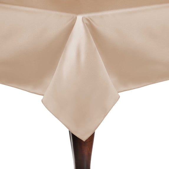 Ultimate Textile (10 Pack) Satin 84 x 84-Inch Square Tablecloth - for Wedding, Special Event or Banquet use, Cafe Khaki Brown