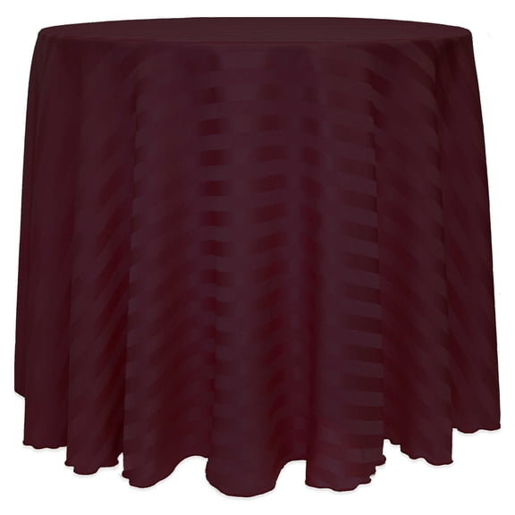 Ultimate Textile (10 Pack) Satin-Stripe 108-Inch Round Tablecloth - for Wedding and Catering, Hotel or Home Dining use, Burgundy Red